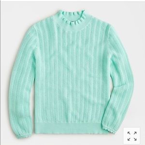 J.Crew NWT Small Mint Pointelle Ruffle Sweater $79
